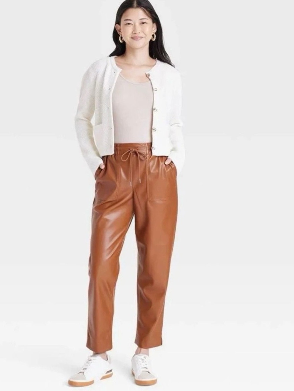 a new day Faux Leather Pants in Cognac